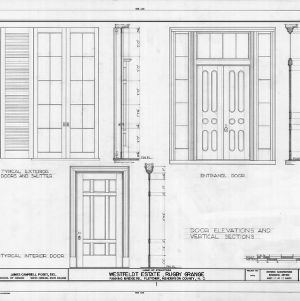 Door elevations and sections, Rugby Grange, Henderson County, North Carolina