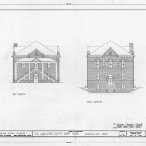 East and west elevations, Alexander County Courthouse, Taylorsville, North Carolina