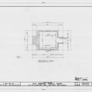 Basement plan, Old Dempsey Powell House, Wake County, North Carolina