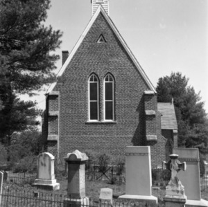 View with cemetery, St. Paul's Episcopal Church, Wilkesboro, North Carolina