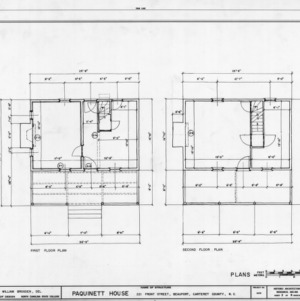 First and second floor plans, Paquinett House, Beaufort, North Carolina