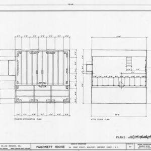 Framing plan and attic plan, Paquinett House, Beaufort, North Carolina