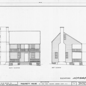 South and west elevations, Paquinett House, Beaufort, North Carolina