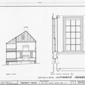 Cross section and window details, Paquinett House, Beaufort, North Carolina