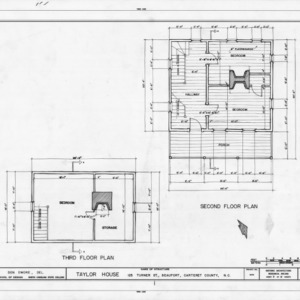 Second and third floor plans, John C. Manson House, Beaufort, North Carolina