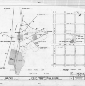 Location map and site plan, First Presbyterian Church, Salisbury, North Carolina