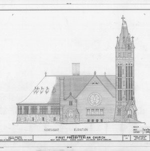 Northeast elevation, First Presbyterian Church, Salisbury, North Carolina