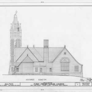 Southwest elevation, First Presbyterian Church, Salisbury, North Carolina