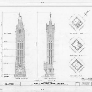 Tower details, First Presbyterian Church, Salisbury, North Carolina