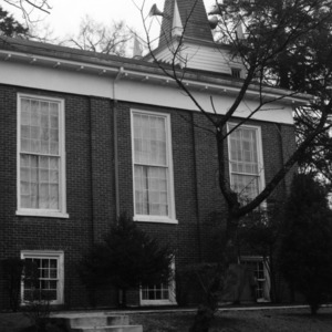Partial view with steeple, Hillsborough Methodist Church, Hillsborough, North Carolina