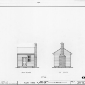 South and east elevations of office, Sans Souci, Hillsborough, North Carolina