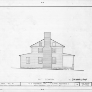 West elevation, Peter Clemmons House, Clemmons, North Carolina