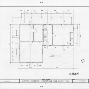 First floor plan, Dr. Leroy Chappell House and Office, Forestville, North Carolina