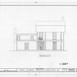 Longitudinal section, Dr. Leroy Chappell House and Office, Forestville, North Carolina