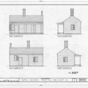 Elevations of kitchen, Dr. Leroy Chappell House and Office, Forestville, North Carolina