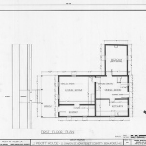 First floor plan, Richard Rustell House, Beaufort, North Carolina