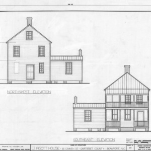 Northwest and southeast elevations, Richard Rustell House, Beaufort, North Carolina