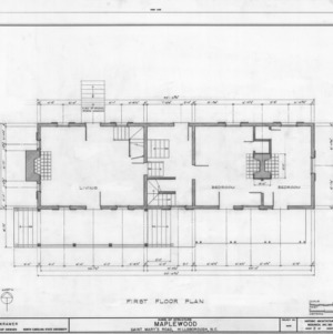 First floor plan, Maplewood, Hillsborough, North Carolina