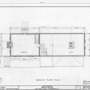 Second floor plan, Maplewood, Hillsborough, North Carolina