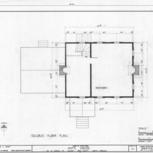 Second floor plan, White-Holman House, Raleigh, North Carolina