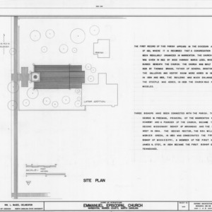 Site plan and notes, Emmanuel Episcopal Church, Warrenton, North Carolina