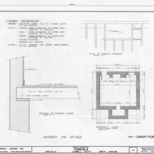 Basement plan, details, and schedule, Dongola, Yanceyville, North Carolina