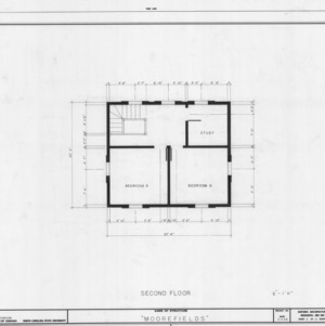 Second floor plan, Moorefields, Orange County, North Carolina