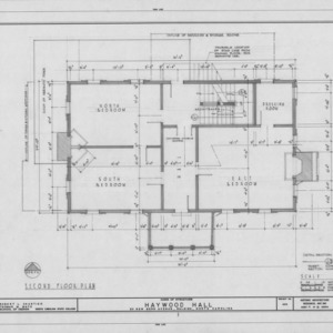 Second floor plan, Haywood Hall, Raleigh, North Carolina