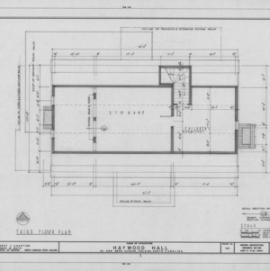 Third floor plan, Haywood Hall, Raleigh, North Carolina