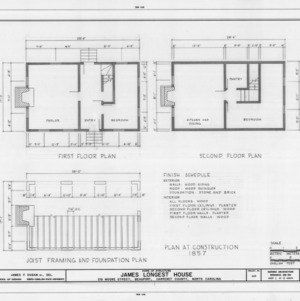 Plans at construction, Longest House, Beaufort, North Carolina