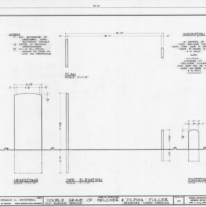 Plan and elevations of double grave of Belcher and Zilphia Fuller, Old Burying Ground, Beaufort, North Carolina