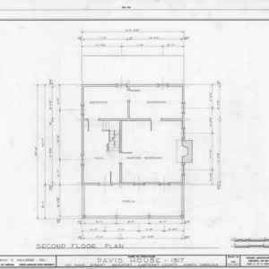 Second floor plan, Davis House, Beaufort, North Carolina