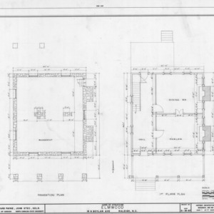 Foundation and first floor plans, Elmwood, Raleigh, North Carolina