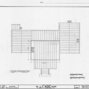 Second floor framing plan, Hasell-Nash House, Hillsborough, North Carolina