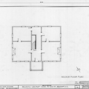 Second floor plan, Leecraft House, Beaufort, North Carolina