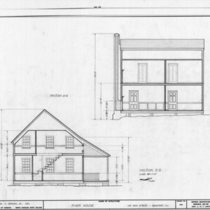 Longitudinal and cross sections, Jesse Piver House, Beaufort, North Carolina