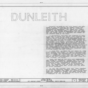 Title page with notes, Dunleith, Greensboro, North Carolina