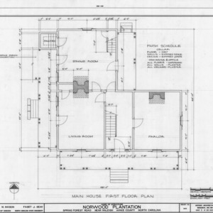 First floor plan, Norwood Plantation, Wake County, North Carolina