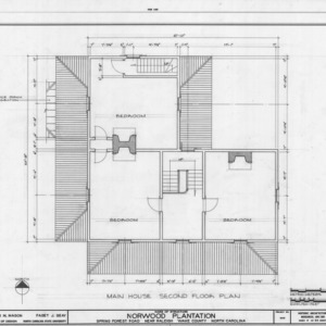 Second floor plan, Norwood Plantation, Wake County, North Carolina