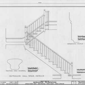 Hall stairway details, Norwood Plantation, Wake County, North Carolina