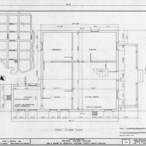 First floor plan, Peter Piver House, Beaufort, North Carolina