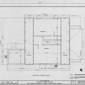 Second floor plan, Peter Piver House, Beaufort, North Carolina