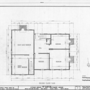 Second floor plan, Cedar Grove, Halifax County, North Carolina