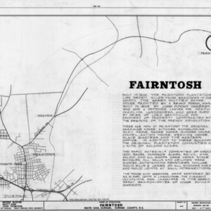 Title page with location map and notes, Fairntosh, Durham, North Carolina