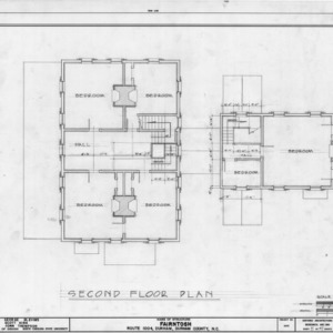 Second floor plan, Fairntosh, Durham, North Carolina