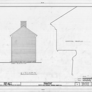 West elevation and detail of kitchen, Fairntosh, Durham, North Carolina