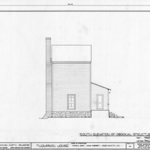 South elevation of original structure, William Thompson House, Wake County, North Carolina