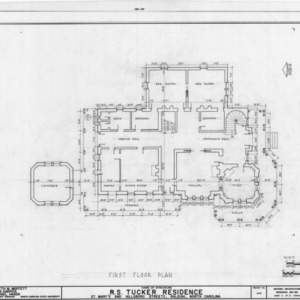 First floor plan, R. S. Tucker House, Raleigh, North Carolina