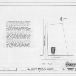 Site plan and notes, All Souls Episcopal Church, Ansonville, North Carolina