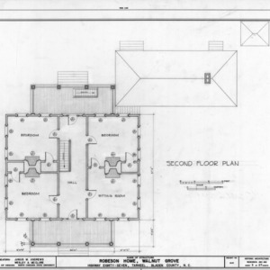 Second floor plan, Walnut Grove, Bladen County, North Carolina